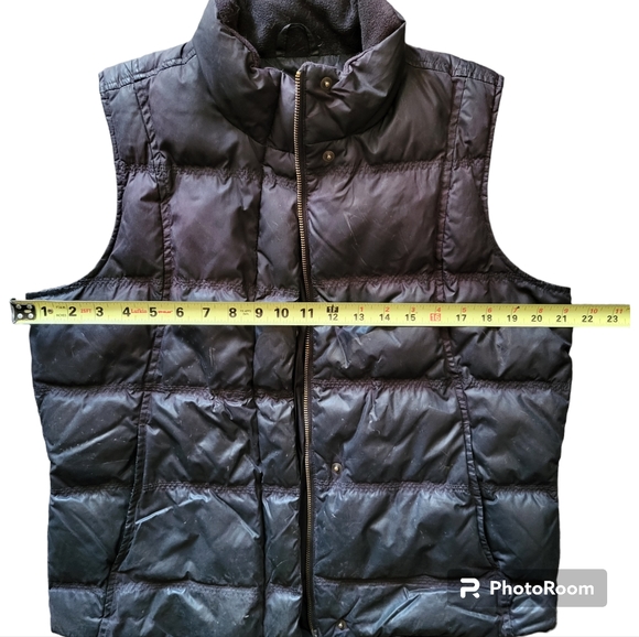 eddie bauer vintage womens medium black puffer goose down full zip vest flawed - Picture 8 of 10